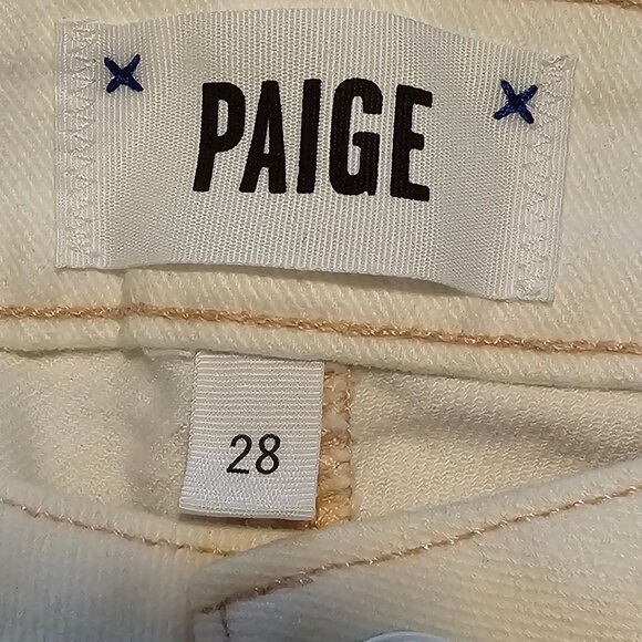 Women’s Paige Hoxton Straight Ankle Jeans Light Cream/Pink, Size 28 - Picture 2 of 12